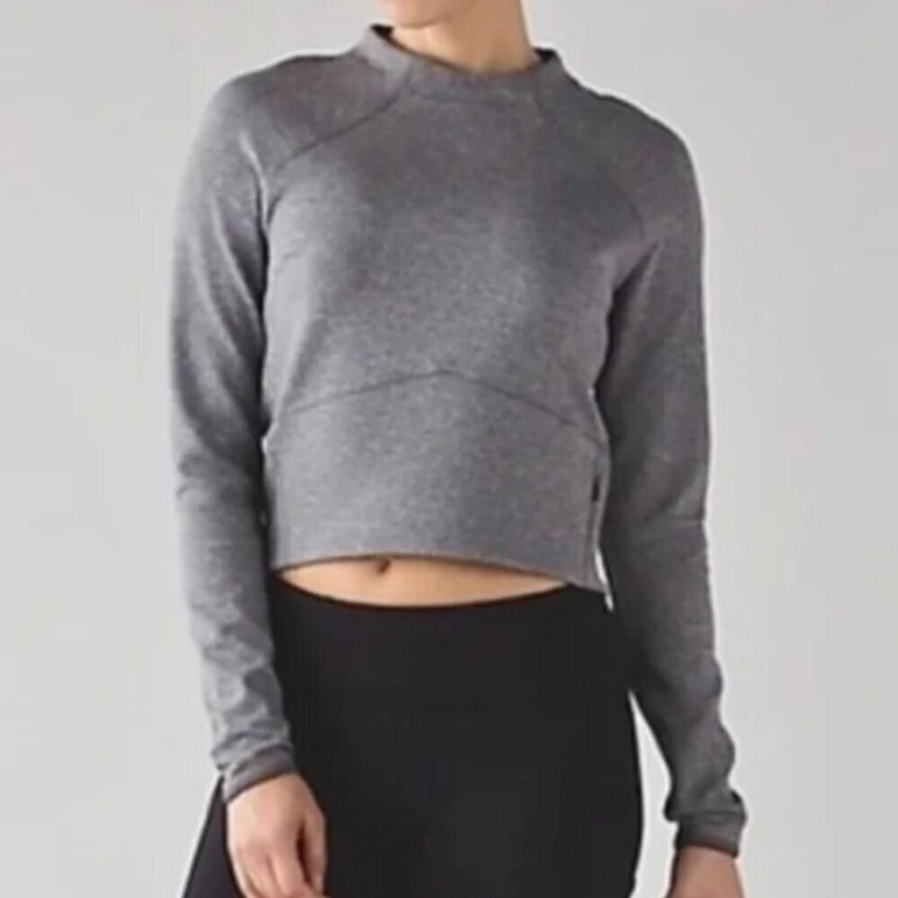 Lululemon Hill And Valley Mock Neck Long Sleeve Top Size 4 Heathered Slate